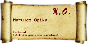 Maruncz Opika névjegykártya
